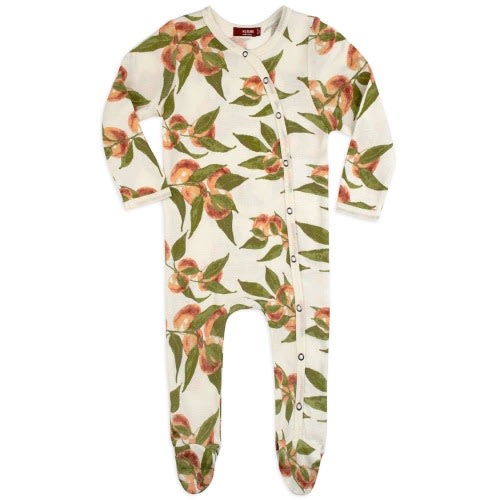 Peaches Organic Cotton Snap Footed Romper