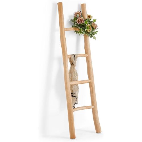 Blanket Ladder for Living Room,Fully Assembled 4.6ft Wood Blanket Quilt Ladder Decorative Ladder Wall Leaning Farmhouse Quilt Display Holder Towel Rack
