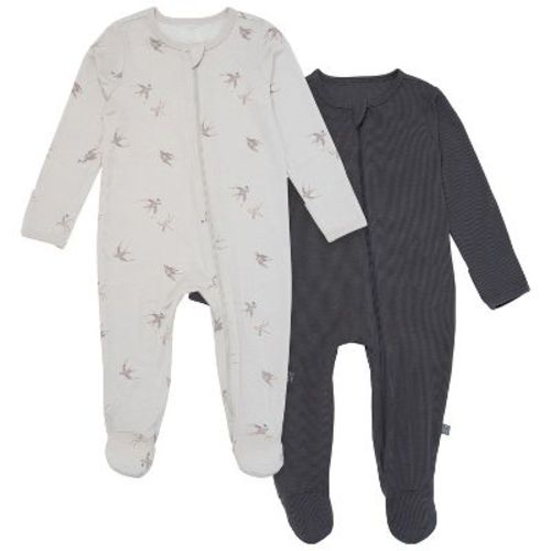Modern Moments™ By Gerber Baby Neutral 2-pack Sleep 'n Play With Mittens, Light Grey Sparrows, Newborn