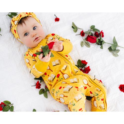 BEAUTY Bamboo Baby Pajamas, PRINCESS Bamboo Baby Sleepers, Baby Girl Bamboo Baby Romper, Belle Zippered Baby Romper, Zippered Baby Pajamas