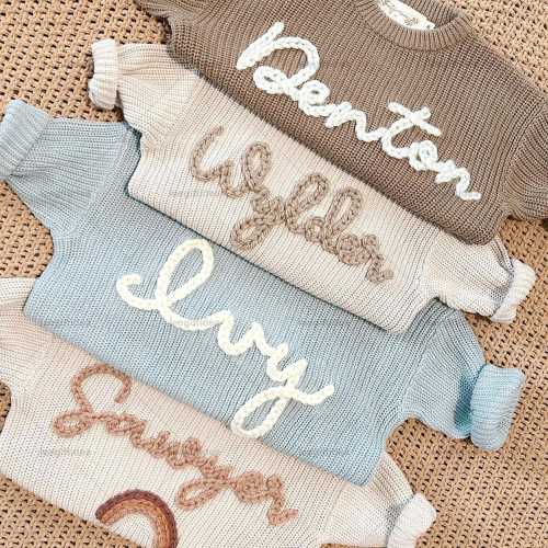 Custom Name Baby Sweaters,Personalized Hand Embroidered Name Baby Sweaters,Toddler Sweater with Name,Birthday Gift For Baby Girls Boy