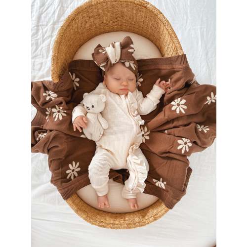 Knit Blanket | Floral Chocolate