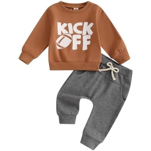 Baby Boy Clothes Fall 6 12 18 24 Months Football Long Sleeve Pullover Tops & Pant Sets Toddler Winter Outfits