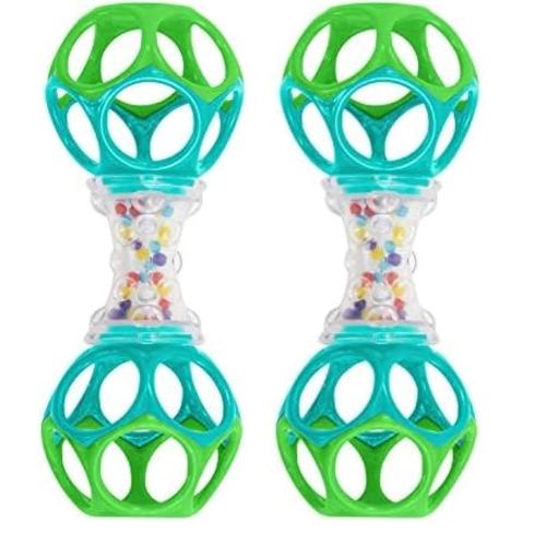 Bright Starts Oball Shaker Rattle Toy, Ages Newborn + (Pack of 2)