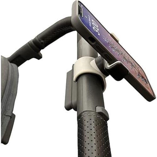Stroller Phone Holder, Shopping Cart Phone Holder - Stable & Secure Fit on Handlebars - One-Hand Operation to Put On/Take Off Phone - 360 Degree Rotation - for All Phone Types