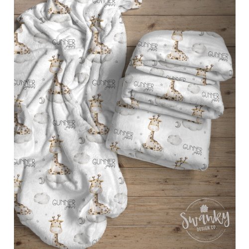 Personalized Giraffe Baby Blanket, Baby Shower Gift, Custom Giraffe Nursery Decor, Gender Neutral, The Gunner