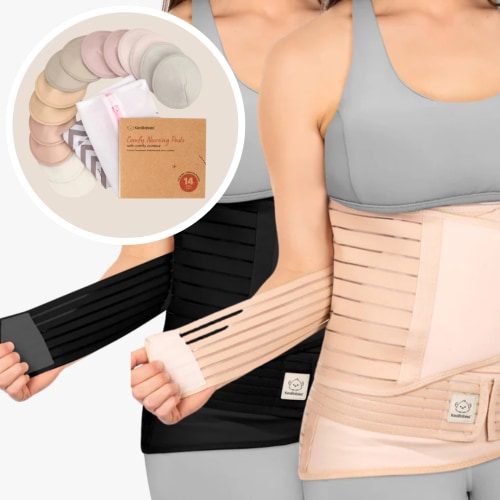 Postpartum Healing Set [2 Postpartum Belts + 14 Pack Nursing Pads]