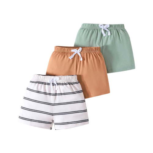 3-Pack Baby Shorts Casual Elastic Waist Drawstring Baby Boy Summer Outfit Boy Clothes 6-9 Months Boys Clothes