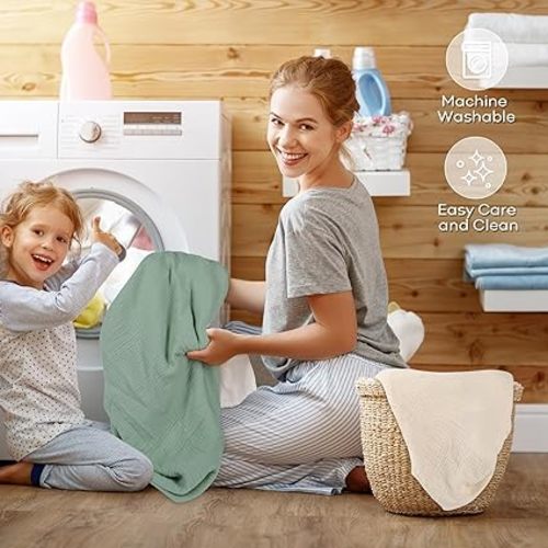 Yoofoss Muslin Crib Sheets for Boys Girls 100% Cotton Fitted Baby Crib Sheet 2 Pack Soft and Breathable for Standard Crib Mattress & Toddler Mattress 52"x28" Leaves&Green - Leaves&green