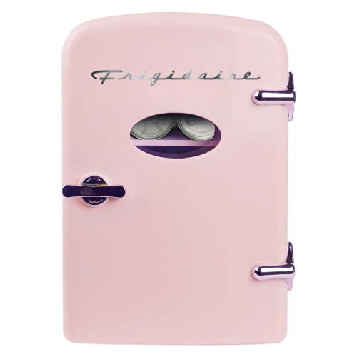 Frigidaire, Small Portable Desk Retro 6-Can Mini Skincare Refrigerator, EFMIS129, Pink