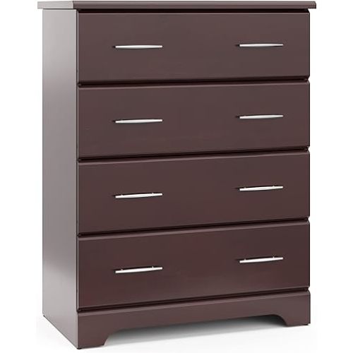 Storkcraft Brookside 4 Drawer Dresser (Espresso) – GREENGUARD Gold Certified, Dresser For Nursery, 4 Drawer Dresser, Kids Dresser, Nursery Dresser Drawer Organizer, Chest of Drawers