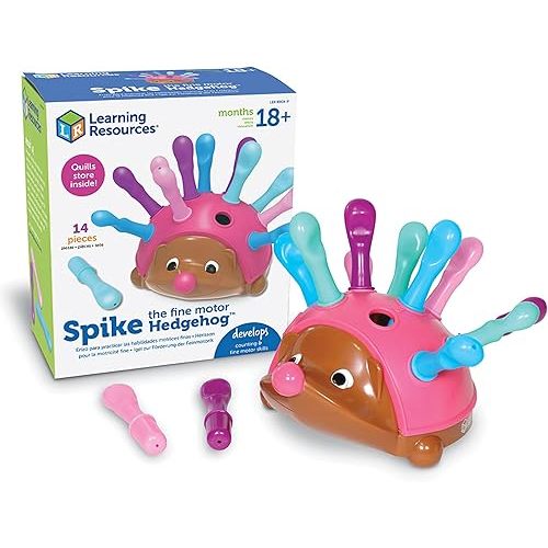 Learning Resources Spike The Fine Motor Hedgehog Pink - 14 Pieces, Ages 18+ months Fine Motor and Sensory Toy, Educational Toys for Toddlers, Montessori Toys