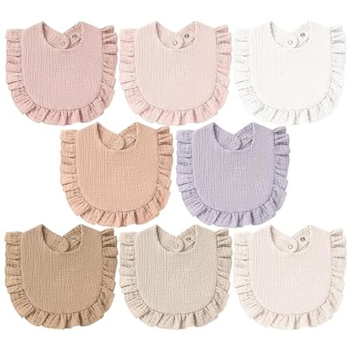 8-Pack Muslin Baby Bandana Drool Bibs for Unisex Girls & Boys – 100% Cotton Bibs, Soft & Absorbent Teething and Drooling Essentials for Newborns