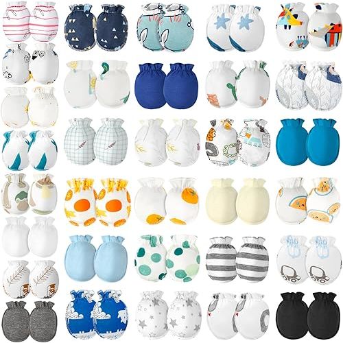 ONESING 32 Pairs Baby Mittens Baby Gloves No Scratch 0-6 Months Baby Essentials Mittens for Newborn Baby Boys Girls