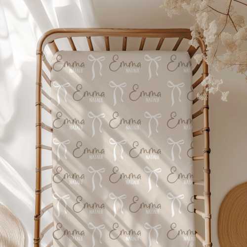 Personalized crib sheet, Bow blanket, Personalized baby blanket, Baby girl nursery, girl blanket, Swaddle set, Baby shower gift, bassinet