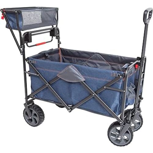 Mac Sports Push & Pull All Terrain Beach Wagon, 300 lb Capacity, Foldable, Collapsible, Camping & Garden Utility Cart