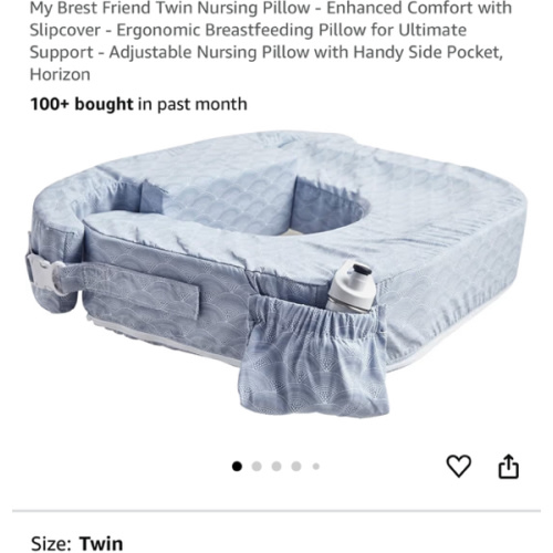 My Brest Friend Twin Nursing Pillow - Enhanced Comfort with Slipcover - Ergonomic Breastfeeding Pillow for Ultimate Support - Adjustable Nursing Pillow with Handy Side Pocket, Horizon