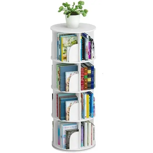 Toytexx Inc & Design 4 Tier 360° Rotating Stackable Shelves Bookshelf Organizer (White)