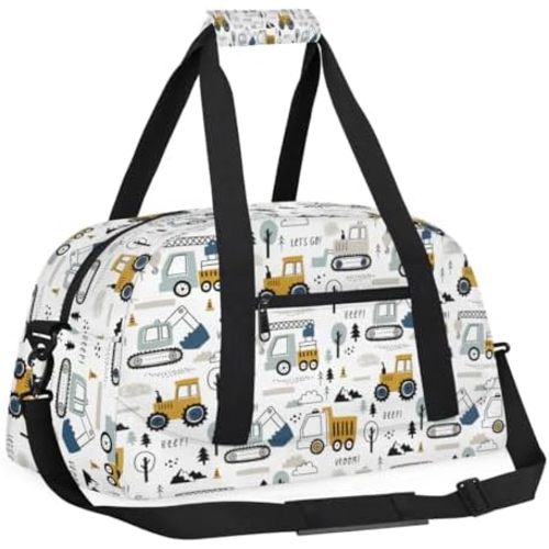 Cartoon Truck Duffle Bags for Kids,Waterproof Sports Gym Bag,Travel Weekender Overnight Bag,Foldable Gymnastics Work Out Bags Portable Gymnastics Sleepover Bags Lightweight Sports Duffel Bags