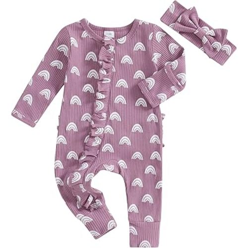 Baby Girl Winter Clothes Newborn Little Sister Going Coming Home Outfit Ruffle Mitten Romper Cute Ribbed Jumpsuit