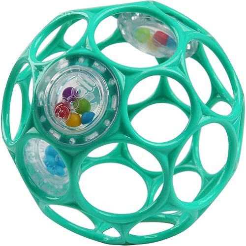 Bright Starts Oball Easy-Grasp Rattle BPA-Free Infant Toy in Teal, Age Newborn and up, 4 Inches
