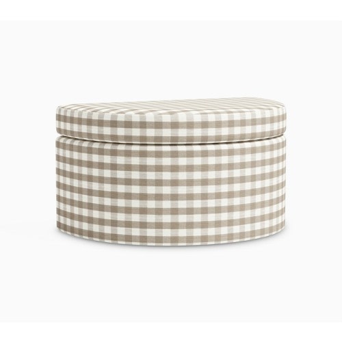 Chris Loves Julia Ottoman Performance Gingham Taupe