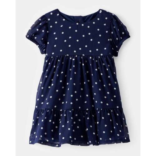 Baby Polka Dot Chiffon Crinkle Short-Sleeve Dress - Navy - OshKosh | Carter's