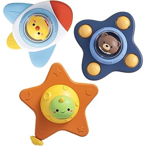 3PCS Suction Cup Spinner Toy for Toddlers,Travel Spinning Toys Sensory Toys for Babies,Bath Toy Birthday Gifts for Kids (Universe)