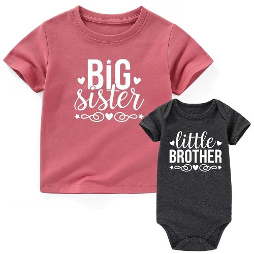 Amazon.com: AIZFFZY Big sister little sister brother outfits matching toddler shirt lil Bro newborn outfit Baby Clothes Mauve Gray 5T - 6 Months: Clothing, Shoes & Jewelry