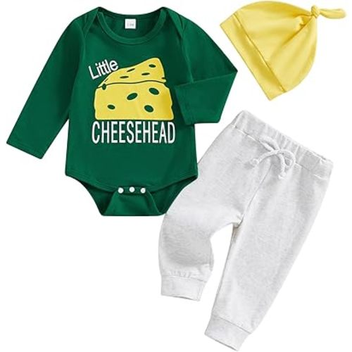 BemeyourBBs Newborn Baby Boy Football Outfit Game Day Long Sleeve Romper Pants Set with Beanie Hat Fall Winter Clothes