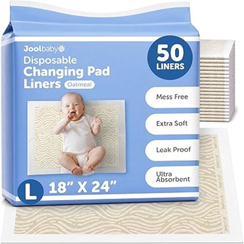 Jool Baby Disposable Changing Pad Liners, Ultra-Absorbent - 50 Count (Oat)
