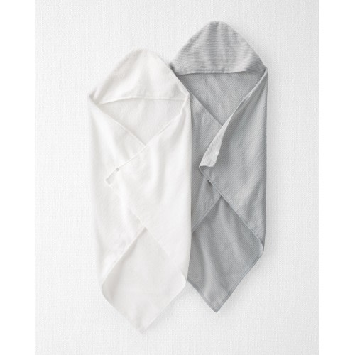 Baby 2-Pack Organic Cotton Towels - Style,Multi
