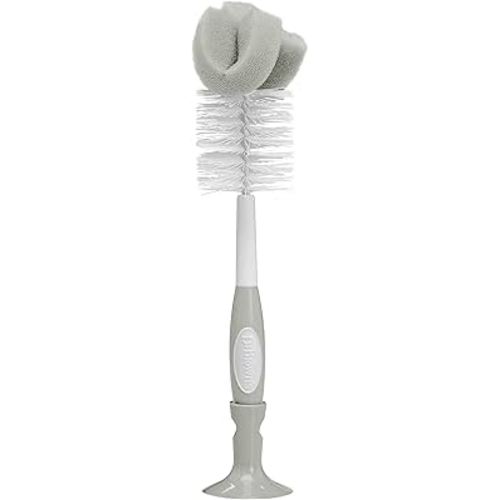 Dr. Brown's Baby Bottle Cleaning Brush with Sponge, Scrubber and Nipple Cleaner, Grey 1 Pack