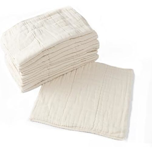 Humble Bebe Prefold Cloth Diapers - 12 Pack - Unbleached Premium Cotton, 4x8x4, Pre-Washed, Fits Newborn Babies to Toddlers (10-30 lbs), Multi-Use