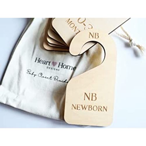 Heart and Home Designs - Modern Double-Sided Baby Closet Dividers, Nursery Closet Organizers – Set of 7 Durable Baby Closet Size Dividers - Size Newborn to 24 Months
