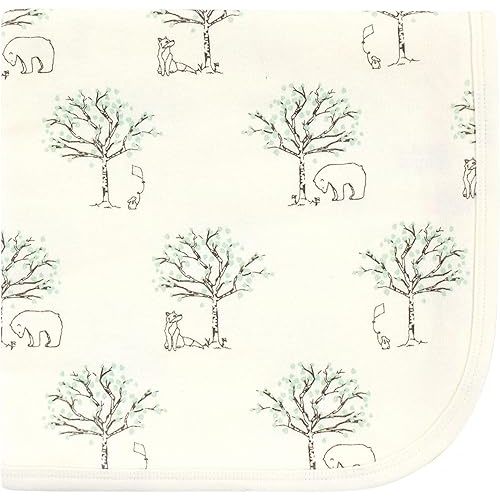 Touched by Nature Unisex Baby Organic Cotton Swaddle, Receiving and Multi-purpose Blanket, Birch Trees, One Size