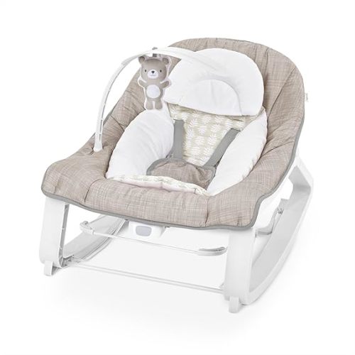 Ingenuity Keep Cozy 3-in-1 Grow with Me Vibrating Baby Bouncer Seat & Infant to Toddler Rocker, Vibrations & Toy Bar, 0-30 Months Up to 40 lbs (Linden)
