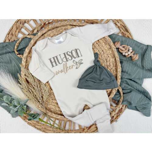 Mallard duck baby outfit, newborn coming home outfit for boy, duck baby footie