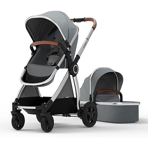 Mompush Ultimate2 Baby Stroller for Toddler with Removable Bassinet & Reversible Seat, Smooth Glide Bassinet Stroller, Full-Size for Comfortable Outings with Baby