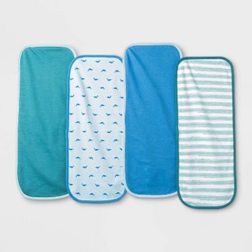 Baby Boys' 4pk Sleepy Tides Burp Cloth Set - Cloud Island™ Blue One Size