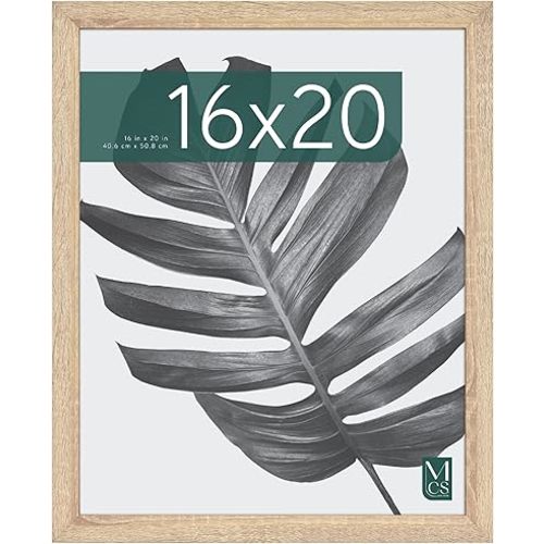MCS Studio Gallery 16x20 Poster Frame Natural Woodgrain, Vertical & Horizontal Wall Hanging Large Picture Frame for Photos, Posters & Art Prints (1-Pack)