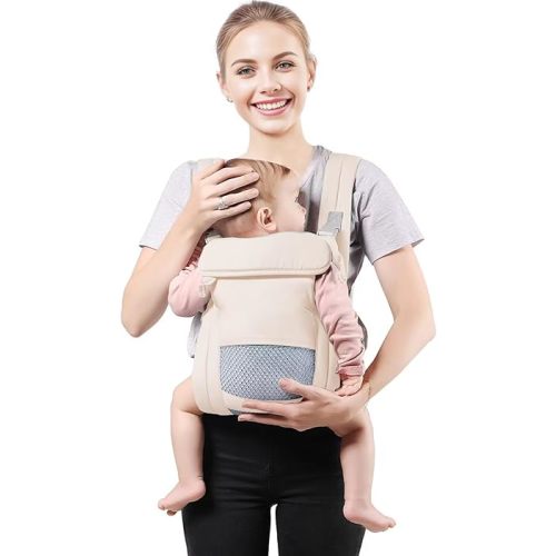 Baby Carrier Newborn to Toddler, Cozy Baby Wrap Carrier(7-30lbs), Easily Adjustable Toddler Carrier, Lightweight Baby Holder Carrier, Baby Sling Carrier, Beige