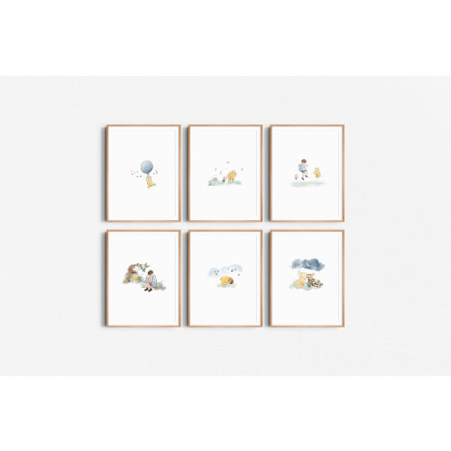 Set of 6 Winnie The Pooh watercolor | nursery decor | vintage winnie the pooh | digital print set