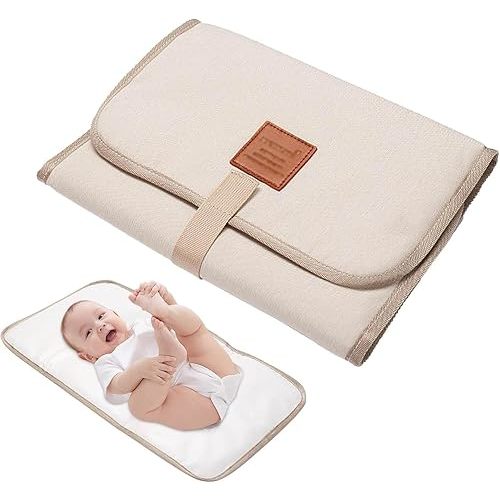 Foldable Baby Diaper Changing Pad, Waterproof Comfortable Portable Diaper Pad Changing Mat, Waterproof Foldable Baby Travel for Journeys & Newborns Home Outside (Beige)