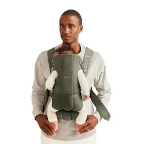 BabyBjörn Baby Carrier Mini, Woven, Dark Green | Newborn Carrier (7-15 lbs), Ergonomic, Easy-to-Use