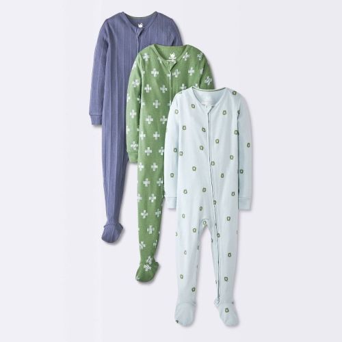 Baby Boys' 3pk Bears Tight Fit Sleep N' Play - Cloud Island™ Blue/Green