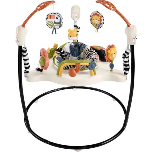 Fisher-Price Baby Bouncer Palm Paradise Jumperoo Activity Center with Music Lights Sounds and Developmental Toys​