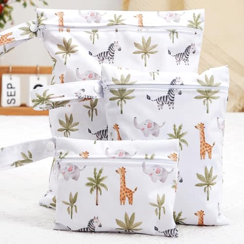 Happy Flute 3 Set Wet Bag Storage Bag Zipper Waterproof Washable Travel Bags, Beach, Pool, Gym Bag for Cloth Diaper, Swimsuits & Wet Clothes(EF643)