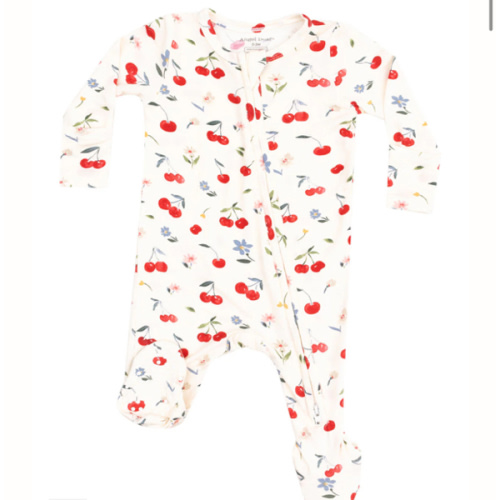 2-Way Zip Footie, Watercolor Cherries – SpearmintLOVE