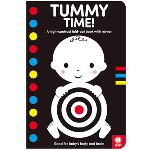 Tummy Time!: A high-contrast fold-out book with mirror for babies